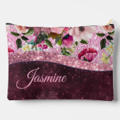 Chic floral Burgundy roze paarse glitter monogram Etui (Achterkant)