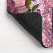 Chic floral Burgundy roze paarse glitter monogram Muismat (Hoek)