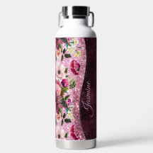 Chic floral Burgundy roze paarse glitter monogram
