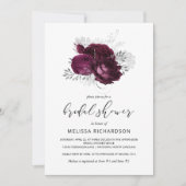 Chic  Floral Burgundy Silver Vrijgezellenfeest Kaart (Voorkant)