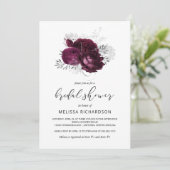 Chic  Floral Burgundy Silver Vrijgezellenfeest Kaart (Staand voorkant)