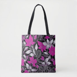 Chic Floral Canvas tas met roze en zilveren blader
