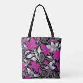 Chic Floral Canvas tas met roze en zilveren blader (Achterkant)
