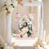 Chic Floral Celestial Moon Stars Photo Quinceanera Acryl Bord