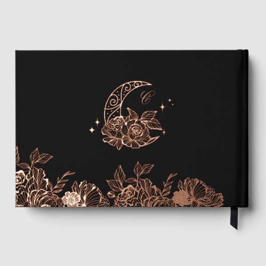 Chic Floral Celestial Moon Stars Photo Quinceañera Gastenboek (Achterkant)