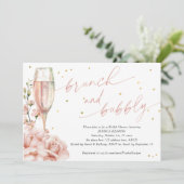 Chic floral champagne flutes brunch en bubby in kaart (Staand voorkant)