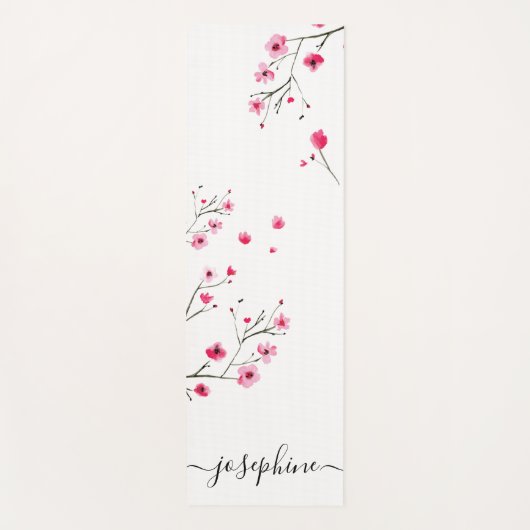 Chic floral Cherry Blossom Name Script Yogamat (Voorkant)