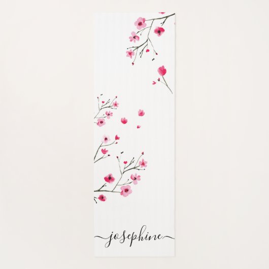 Chic floral Cherry Blossom Name Script Yogamat (Achterkant)