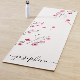 Chic floral Cherry Blossom Name Script Yogamat