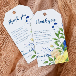 Chic Floral Citrus Citrus bruiloft Bedankt Bericht Cadeaulabel