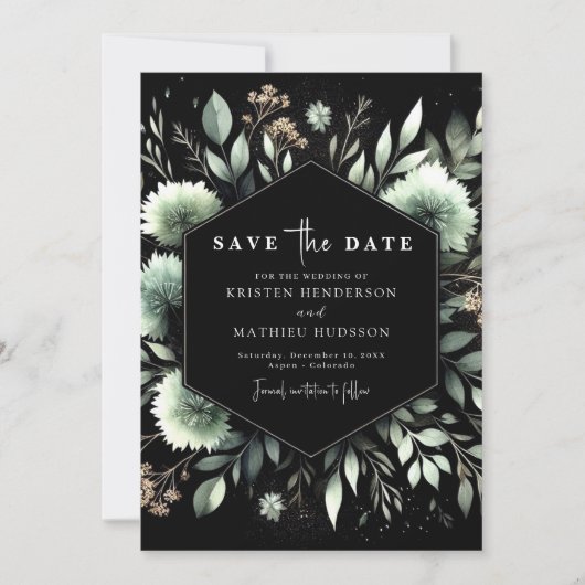 Chic Floral Classic Sage Green Wedding Save The Date (Voorkant)