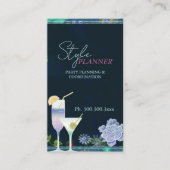 Chic Floral Cocktails Party Planner Visitekaartje (Voorkant)