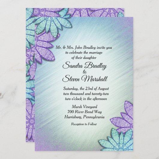 Chic Floral Color Combo Wedding Kaart (Voorkant / Achterkant)