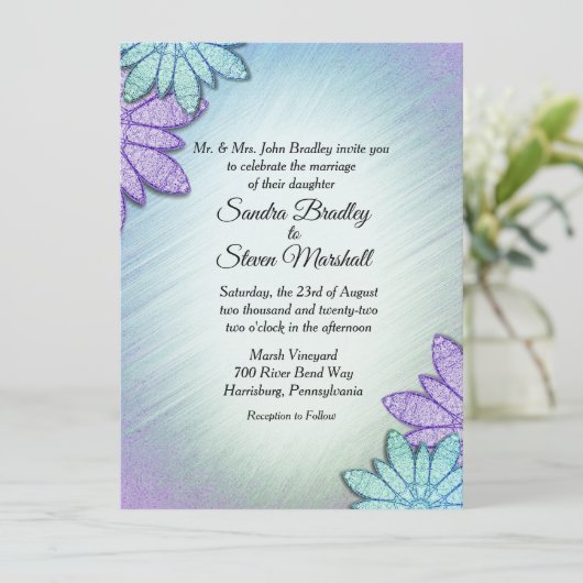 Chic Floral Color Combo Wedding Kaart (Staand voorkant)