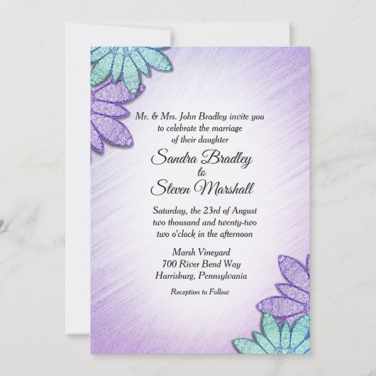 Chic Floral Color Combo Wedding Kaart (Voorkant)