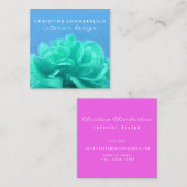 Chic Floral Colour Contrast Vierkante Visitekaartje (Voorkant / Achterkant)