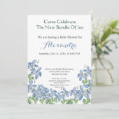Chic Floral Columbine Blue Boy Baby shower (Staand voorkant)