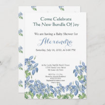 Chic Floral Columbine Blue Boy Baby shower