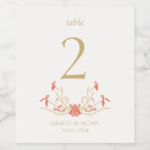 Chic Floral Crest Trouwtafel Nummer Wijn Etiket (Enkel label)