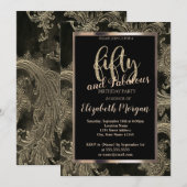 Chic Floral Damask Lijst 50th Birthday Kaart (Voorkant / Achterkant)