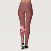 Chic floral dark dusty roze actief draag Leggings (Achterkant)