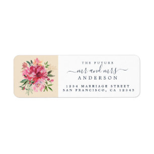 Chic Floral de heer Mrs Monogram Wedding Return Ad Etiket