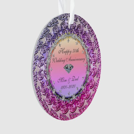 Chic Floral Diamond 50th Wedding Jubileum Ornament (voorkant)