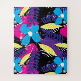 Chic Floral & Dot Pattern met Bladeren Legpuzzel