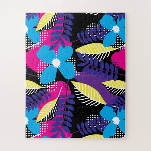Chic Floral & Dot Pattern met Bladeren Legpuzzel (Verticaal)