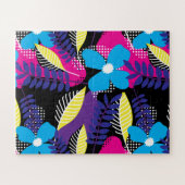 Chic Floral & Dot Pattern met Bladeren Legpuzzel (Horizontaal)