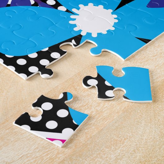 Chic Floral & Dot Pattern met Bladeren Legpuzzel (Zijkant)