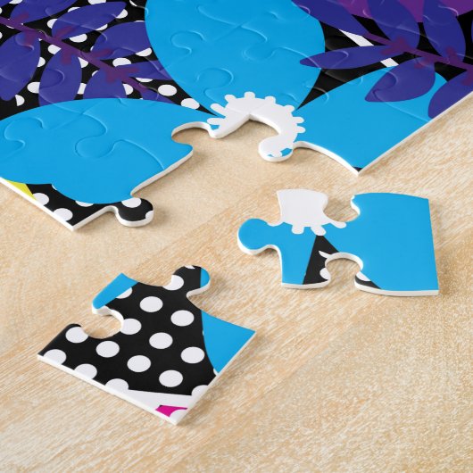 Chic Floral & Dot Pattern met Bladeren Legpuzzel (Zijkant)