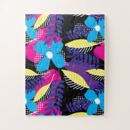 Chic Floral & Dot Pattern met Bladeren Legpuzzel