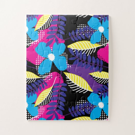 Chic Floral & Dot Pattern met Bladeren Legpuzzel (Verticaal)