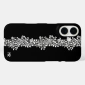 Chic Floral Elegant gothic Black Monogram Case-Mate iPhone Case (Achterkant (horizontaal))
