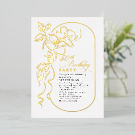 Chic Floral Elegant Modern Verjaardag Goud Folie Uitnodiging