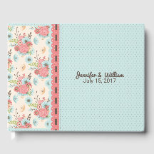 Chic Floral en Polka Dot Wedding Guest Book