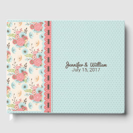 Chic Floral en Polka Dot Wedding Guest Book Gastenboek