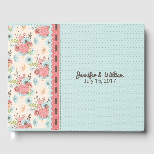 Chic Floral en Polka Dot Wedding Guest Book Gastenboek (Voorkant)