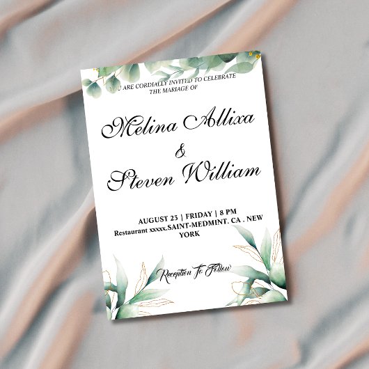Chic Floral eucalyptus botanische bruiloft Kaart