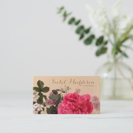 Chic Floral Event Planner Visitekaartje (Staand voorkant)
