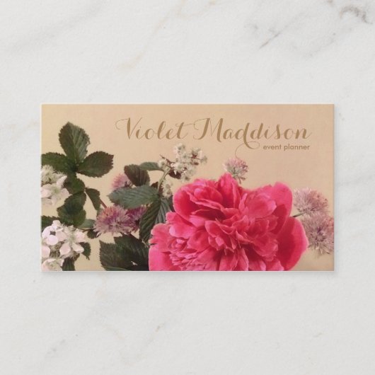 Chic Floral Event Planner Visitekaartje (Voorkant)