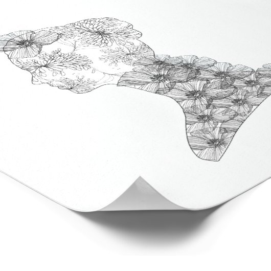 Chic Floral Face Illustration Mode Poster (Hoek)