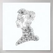 Chic Floral Face Illustration Mode Poster (Voorkant)