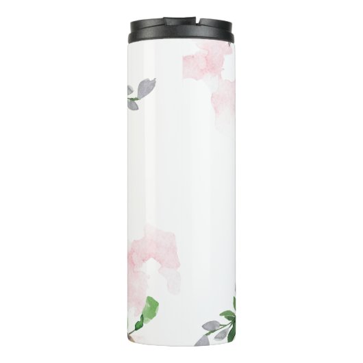 Chic Floral Faux Gold Bruidsmeisje Script en Naam Thermosbeker (Achterkant)