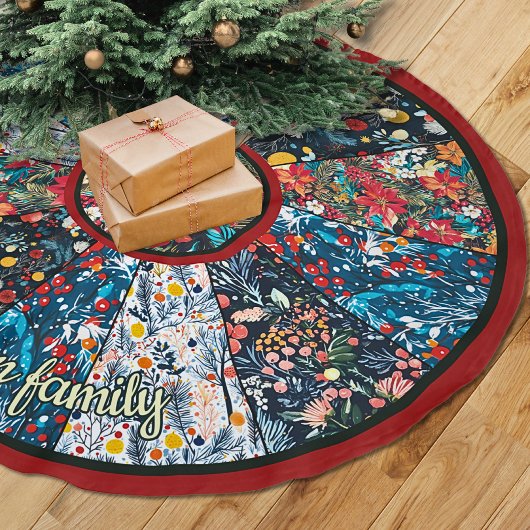 Chic Floral Faux Patchwork Christmas Tree custom Kerstboom Rok