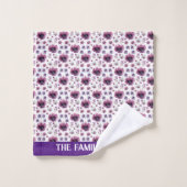 chic floral foliage purple blooming flowers bad handdoek (Wasdoekje)