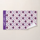 chic floral foliage purple blooming flowers bad handdoek (Handdoek)