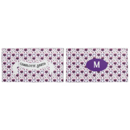 chic floral foliage purple blooming flowers kussensloop