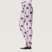 chic floral foliage purple blooming flowers leggings (Links)